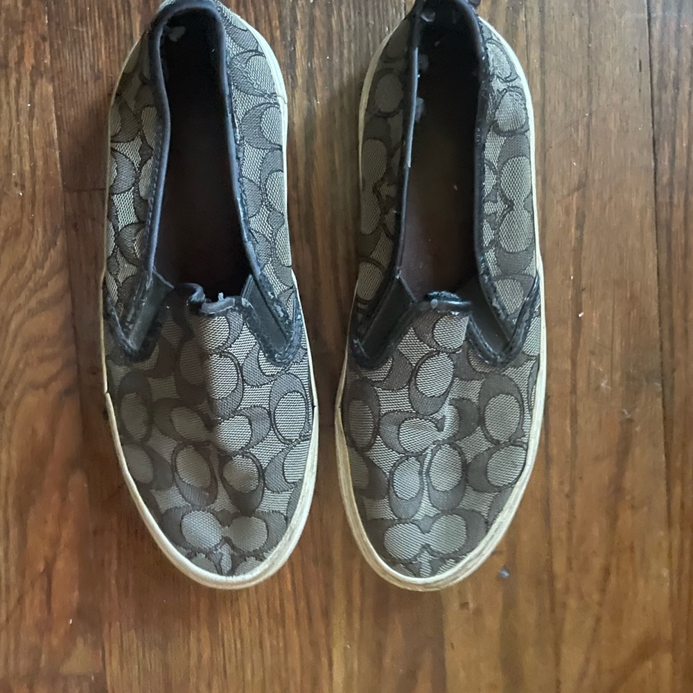 Coach Brown Slip-On Sneakers with Signature Design